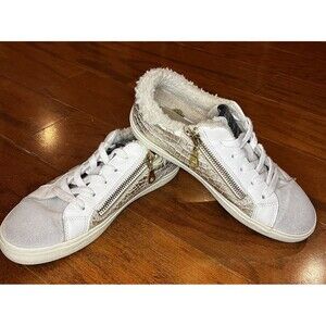 Vintage Havana Gold Star Sneaker Size 7 Snake print Fur Rim